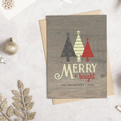 Merry and Bright Retro Christmas Holiday Card