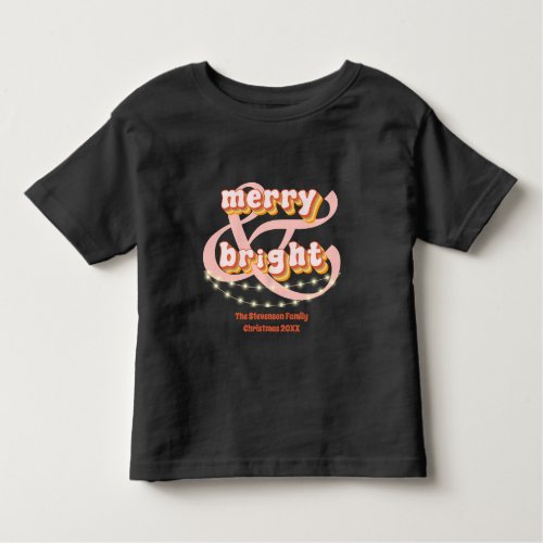 Merry and Bright Retro Groovy Christmas Holiday Toddler T_shirt