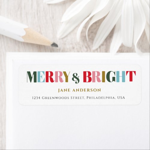 Merry and Bright Retro White Christmas Return Label