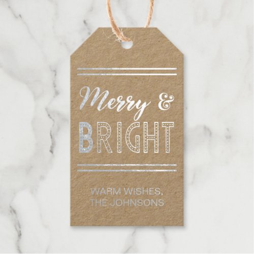 Merry and Bright Rustic Kraft and Silver Foil Gift Tags