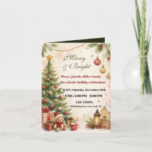 Merry and Bright Rustic Winter Holiday Party Invit