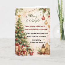Merry and Bright Rustic Winter Holiday Party Invit