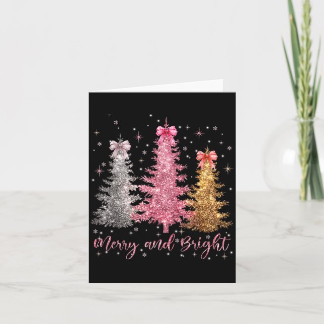 Merry And Bright Santa Christmas Tree Lights Pajam Card (Front)