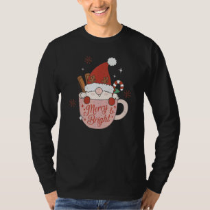 Merry And Bright Santa Hat Reindeer Christmas Hot  T-Shirt