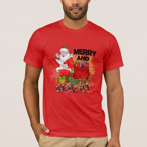 Merry And Bright Santa Sack of Gifts T_Shirt