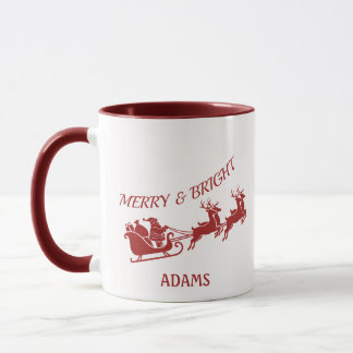 Merry and Bright Santa Sleigh Christmas Mug