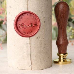 Merry and Bright Santa Sleigh Christmas  Wax Seal Stamp