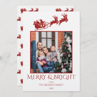 Merry and Bright Santa Sleigh Family Photo Holiday Card