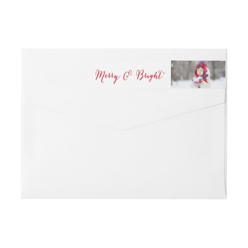 Merry and Bright Script Holiday Photo Wrap Around Label