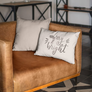 Merry and bright - silver accent pillow