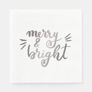 Merry and bright - silver napkins