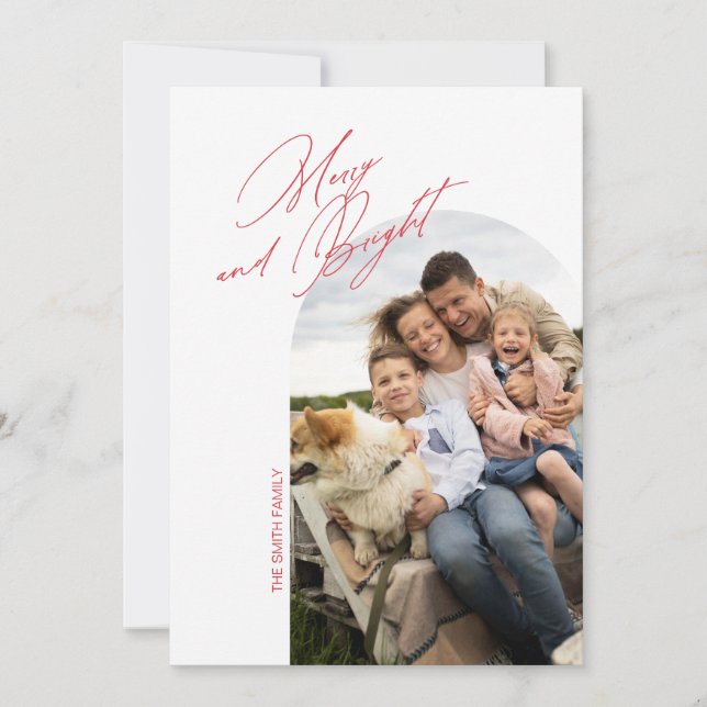 Merry and Bright Simple Arch Holiday Card (Front)