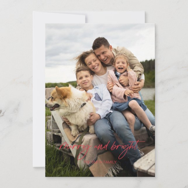 Merry and Bright Simple Holiday Card (Front)