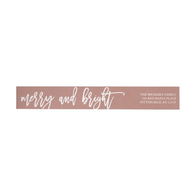 Merry and Bright Simple Modern Address Christmas Wrap Around Label (Individual)