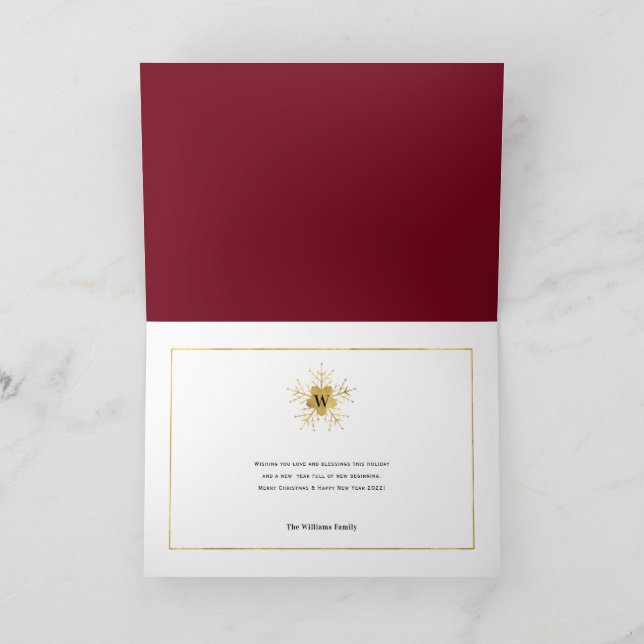 Merry and Bright, Simple Modern Christmas photo Ho Holiday Card (Inside)