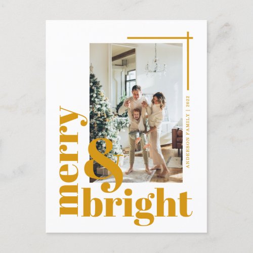 Merry and Bright Simple Photo Christmas Postcard