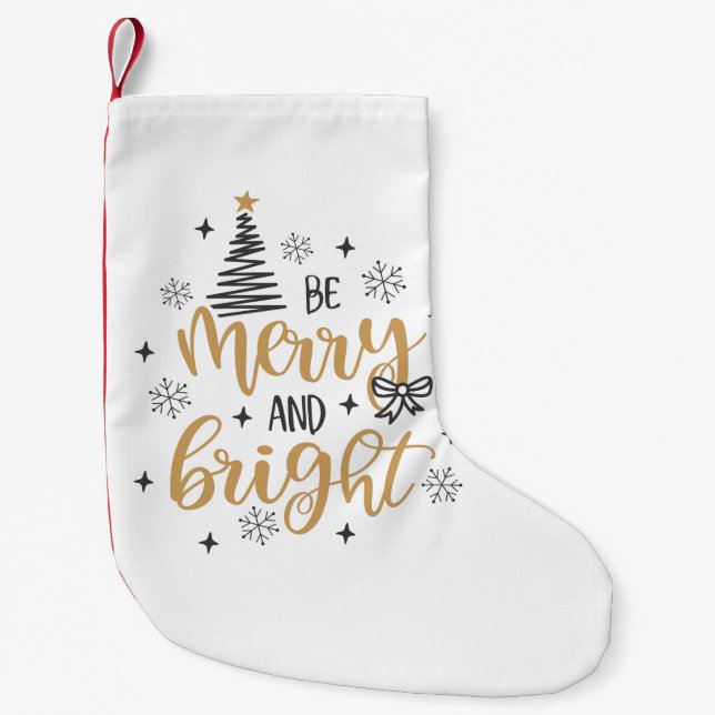 Merry And Bright  Small Christmas Stocking (Front)