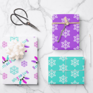 Merry and Bright Snowflake Christmas Wrapping Paper Sheets