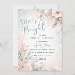 Merry and Bright Snowflake ornament bridal shower Invitation