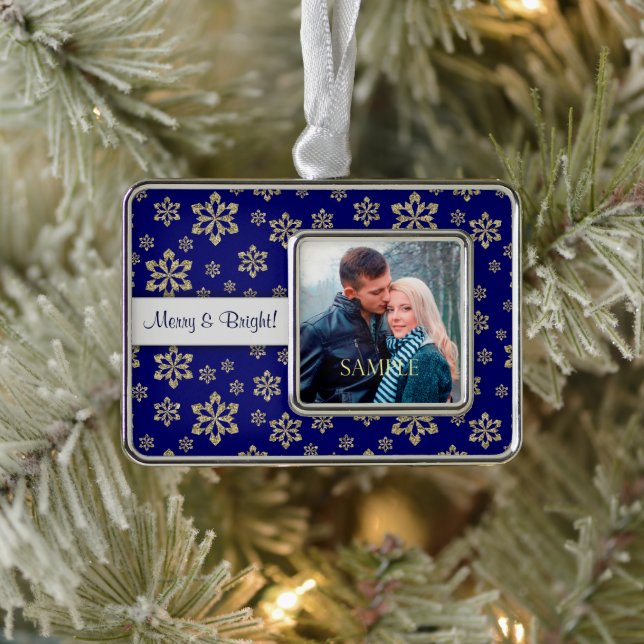 Merry and Bright Snowflake Template Christmas Ornament (Tree)