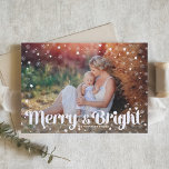 Merry and Bright Snowflakes Christmas Photo Holiday Card<br><div class="desc">Send your holiday wishes to friends and family with this customizable Christmas card. This holiday card features modern calligraphy. Personalize by adding your details. This photo Christmas card is available in other colours and cardstock. Matching items are available.</div>