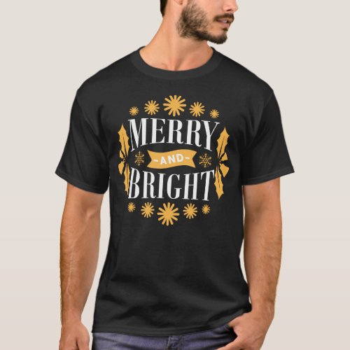 Merry And Bright Snowflakes Mistletoe Xmas Holiday T_Shirt