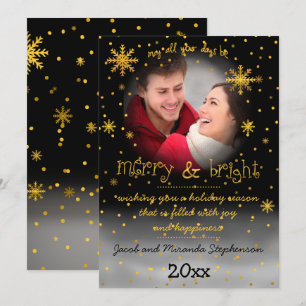 Merry and Bright Snowflakes Photo Holiday Greeting Card
