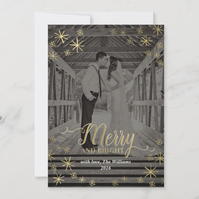 Merry and Bright Snowflakes Photocards Holiday Card (Front)
