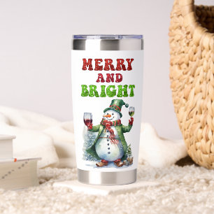 Merry and Bright Snowman  Insulated Tumbler