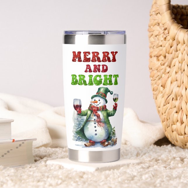 Merry and Bright Snowman  Insulated Tumbler (Living Room (Rotated))