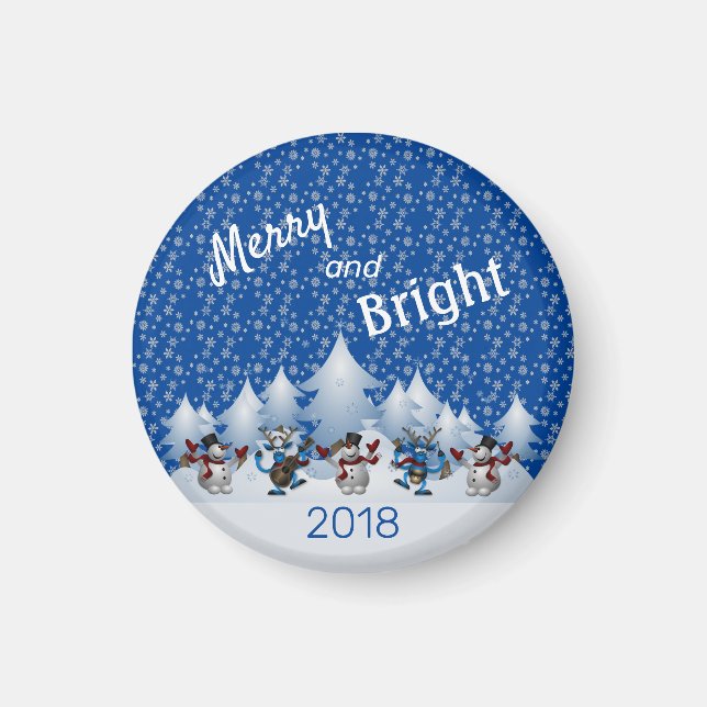 Merry and Bright Snowmen Magnet (Front)