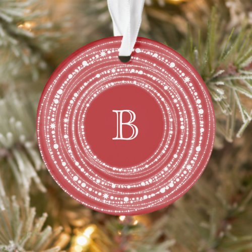 Merry And Bright Sparkles Monogram Christmas Photo Ornament