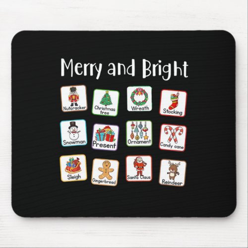 Merry And Bright Speech Therapist AAC SLP Christma Mouse Pad