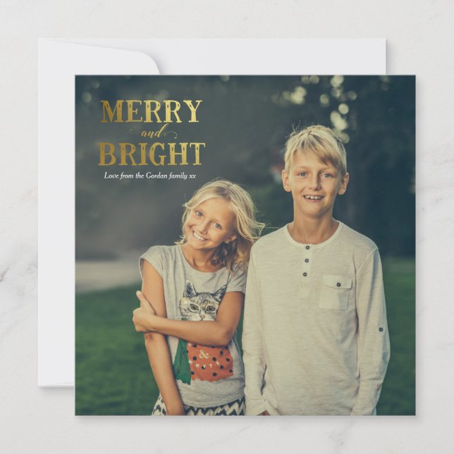 Merry and Bright  square Christmas card (Front)