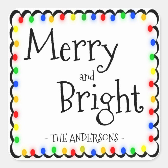 Merry and Bright Square Sticker (Front)