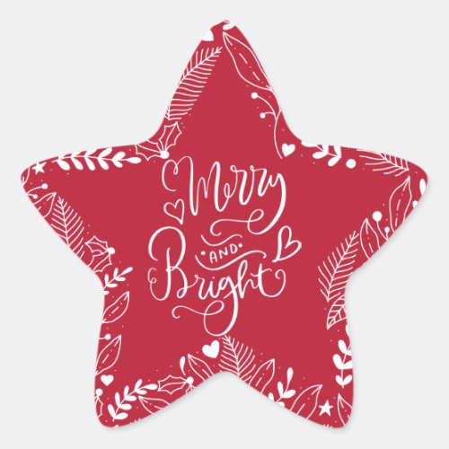 Merry And Bright Star Christmas  Star Sticker