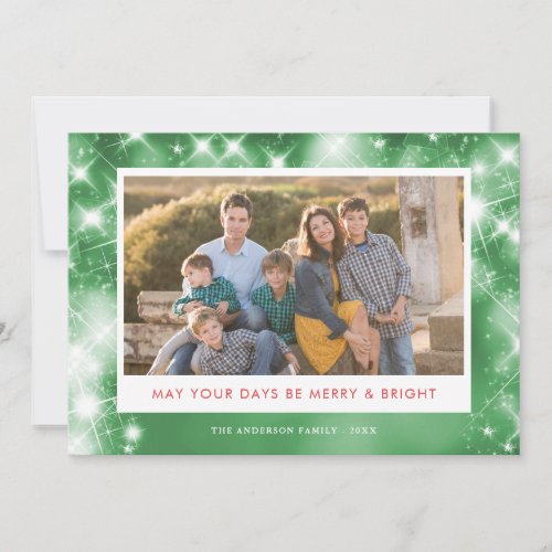 Merry and Bright Stars  Two Photo Christmas Holiday Card