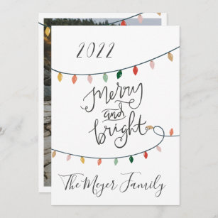 Merry and Bright String of Christmas Lights Photo Holiday Card