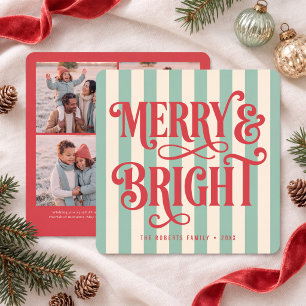 Merry and Bright Striped Holiday Photo Card