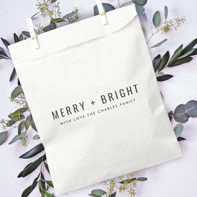 Merry and Bright | Stylish Dark Green Christmas Favor Bag (Creator Uploaded)