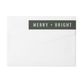 Merry and Bright | Stylish Dark Green Christmas Wrap Around Label (Back)