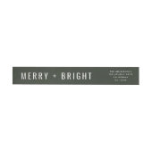 Merry and Bright | Stylish Dark Green Christmas Wrap Around Label (Individual)