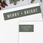 Merry and Bright | Stylish Dark Green Christmas Wrap Around Label<br><div class="desc">A stylish modern holiday wrap around return address label with a bold typography quote "Merry   Bright" in white with a dark forest green feature color. The greeting and name can be easily customized for a personal touch. A trendy,  minimalist and contemporary christmas design to stand out this holiday season!</div>
