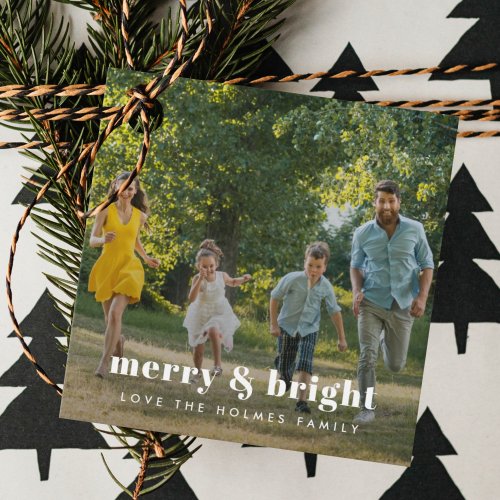 Merry and Bright  Stylish Family Photo Christmas Favor Tags