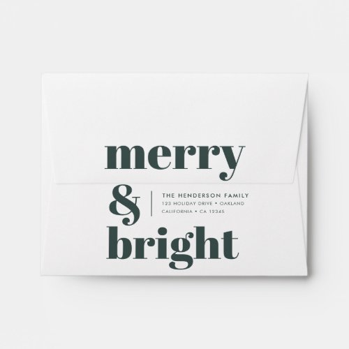 Merry and Bright  Stylish Forest Green Christmas Envelope