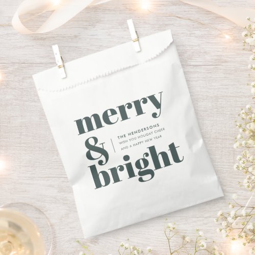 Merry and Bright  Stylish Forest Green Christmas Favor Bag
