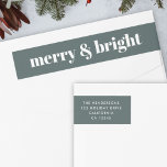 Merry and Bright | Stylish Forest Green Christmas Wrap Around Label<br><div class="desc">A stylish modern holiday address label with a bold retro typography quote "merry & bright" in white on a dark forest green background. The greeting and address can be easily customized to suit your needs. A trendy fun design to stand out this holiday season!</div>