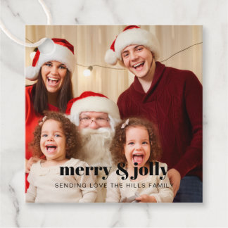 Merry and Bright Stylish Modern Christmas Photo Favor Tags