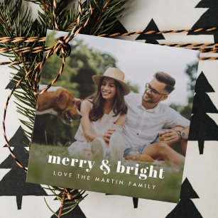 Merry and Bright   Stylish Modern Photo Xmas Favor Tags