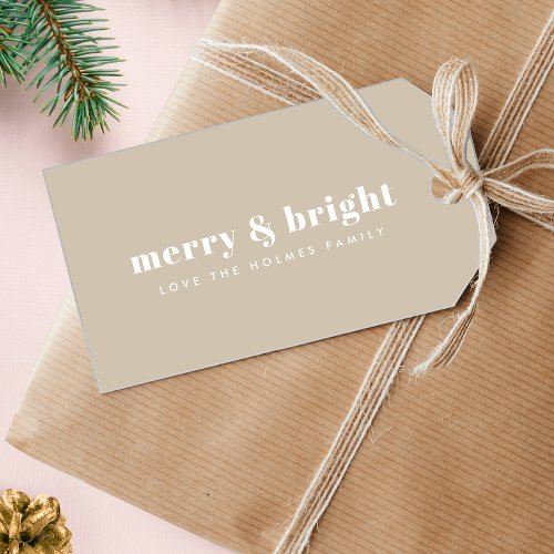 Merry and Bright  Stylish Retro Christmas Stone Gift Tags